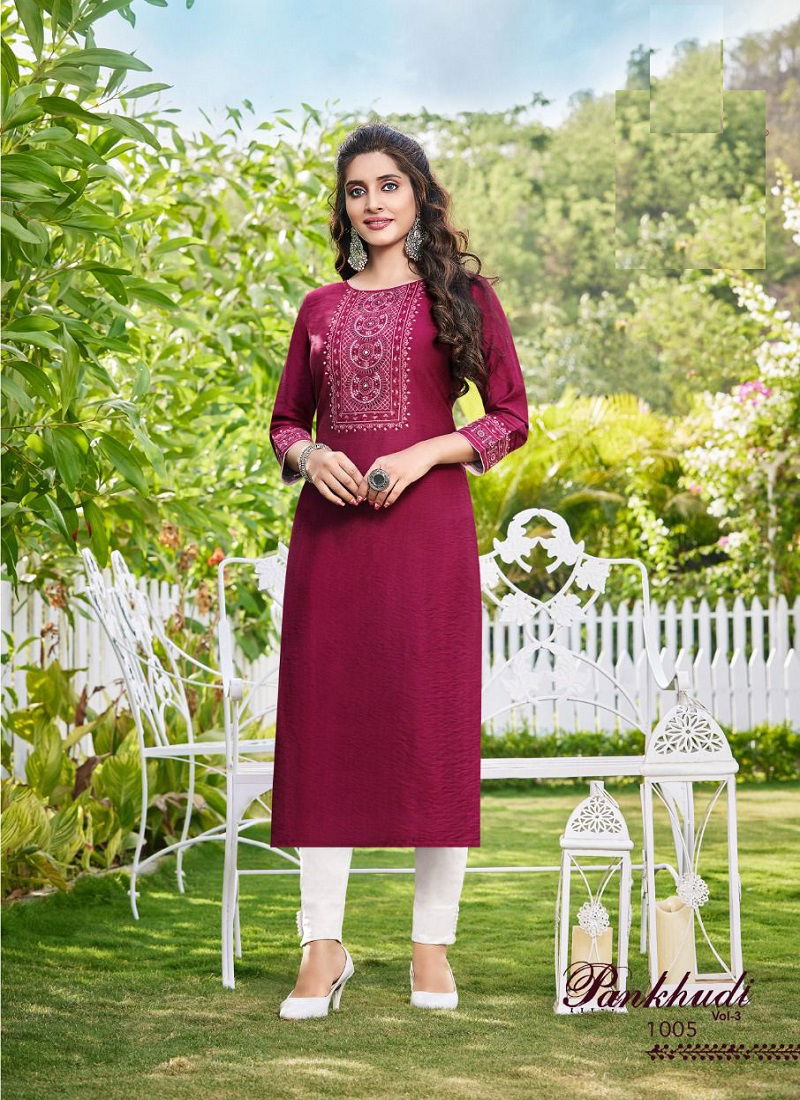 Ladies Flavour Pankhudi 3 Regular Wear Wholesale Designer Kurtis